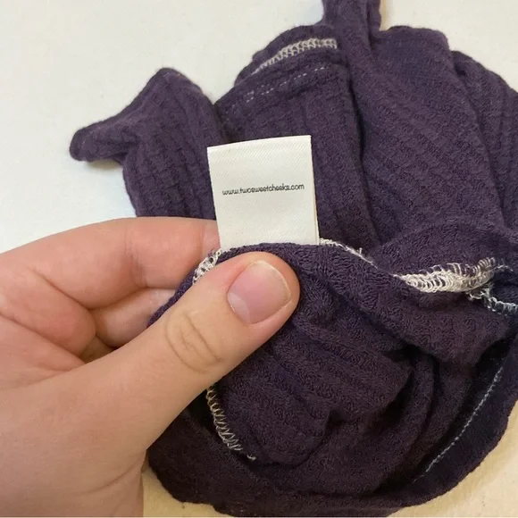 Handmade 2 Sweet Cheeks Waffle Knit Set 0-3M Purple Lounge Outfit - Picture 6 of 11